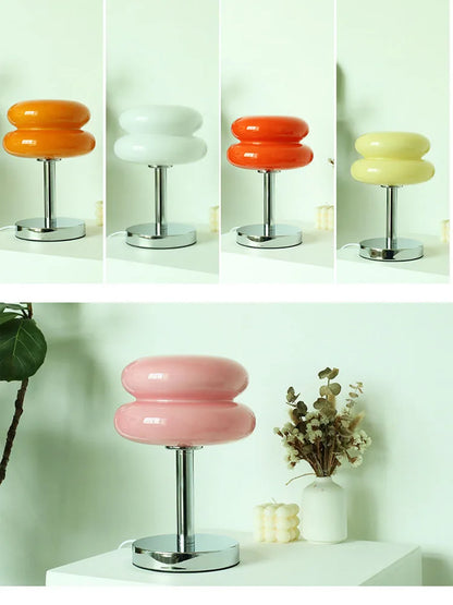 Macaron Retro Glass Table Lamp for Bedroom and Living Room