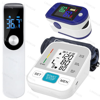 Medical Automatic Pressure Tonometer Tensiometer Heart Rate Pulse Meter BP Monitor Healthy Digital Arm Blood Pressure Meter Cuff