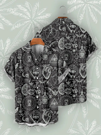 Hawaiian Shirts For Men's Skull Summer Casual Short Sleeve Y2k High Quality Oversized Streetwear Vintage Beach Tops Clothing