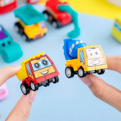 6Pcs Mini Pull-Back Engineering Car Set - Fun Cartoon Toys for Kids