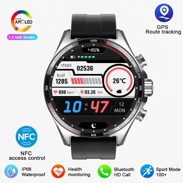 Daredevil GPS Smartwatch for Men - Bluetooth Call HD AMOLED Display, Altitude Tracker, Compass, Fitness Monitor, IP68 Waterproof Adventure Watch