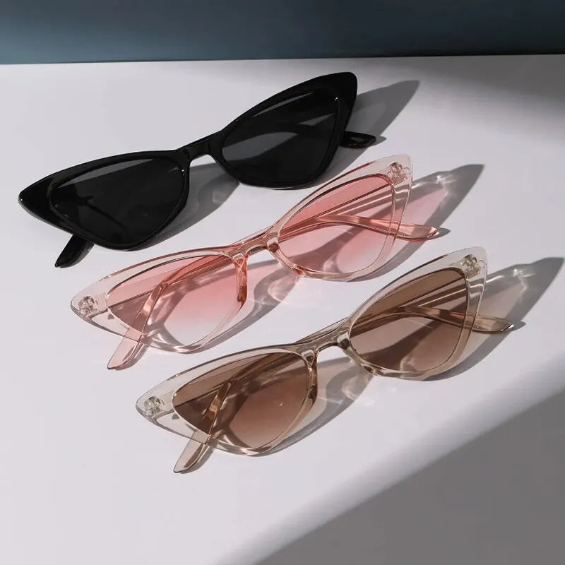 3-Pair Set of Small Cat Eye Sunglasses for Women, Retro Style