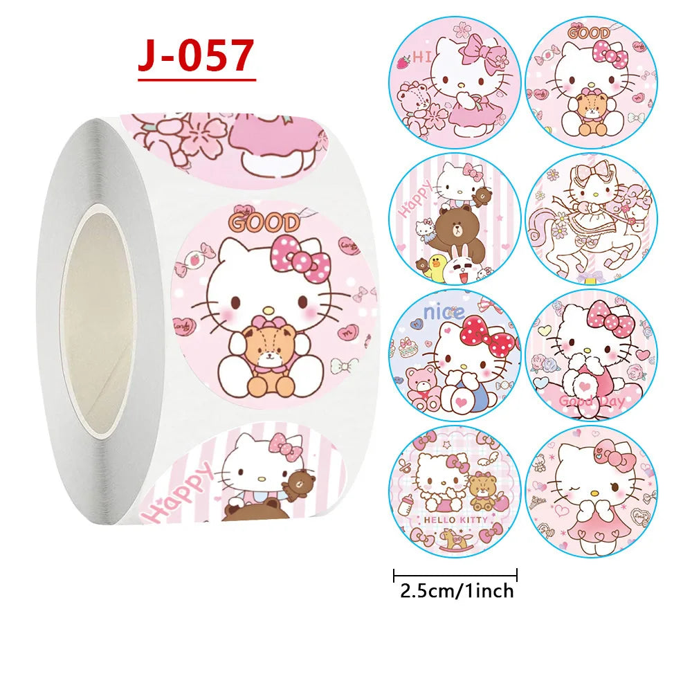 500pcs Sanrio Kawaii Sticker Roll – Hello Kitty, Kuromi & Melody Decals