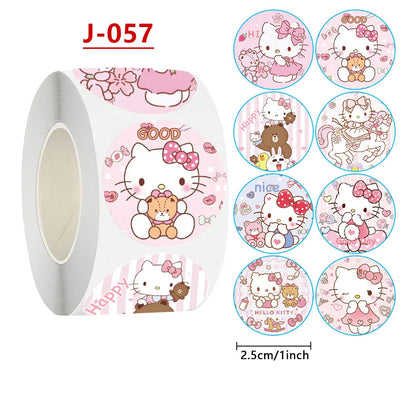 500pcs Sanrio Kawaii Sticker Roll – Hello Kitty, Kuromi & Melody Decals