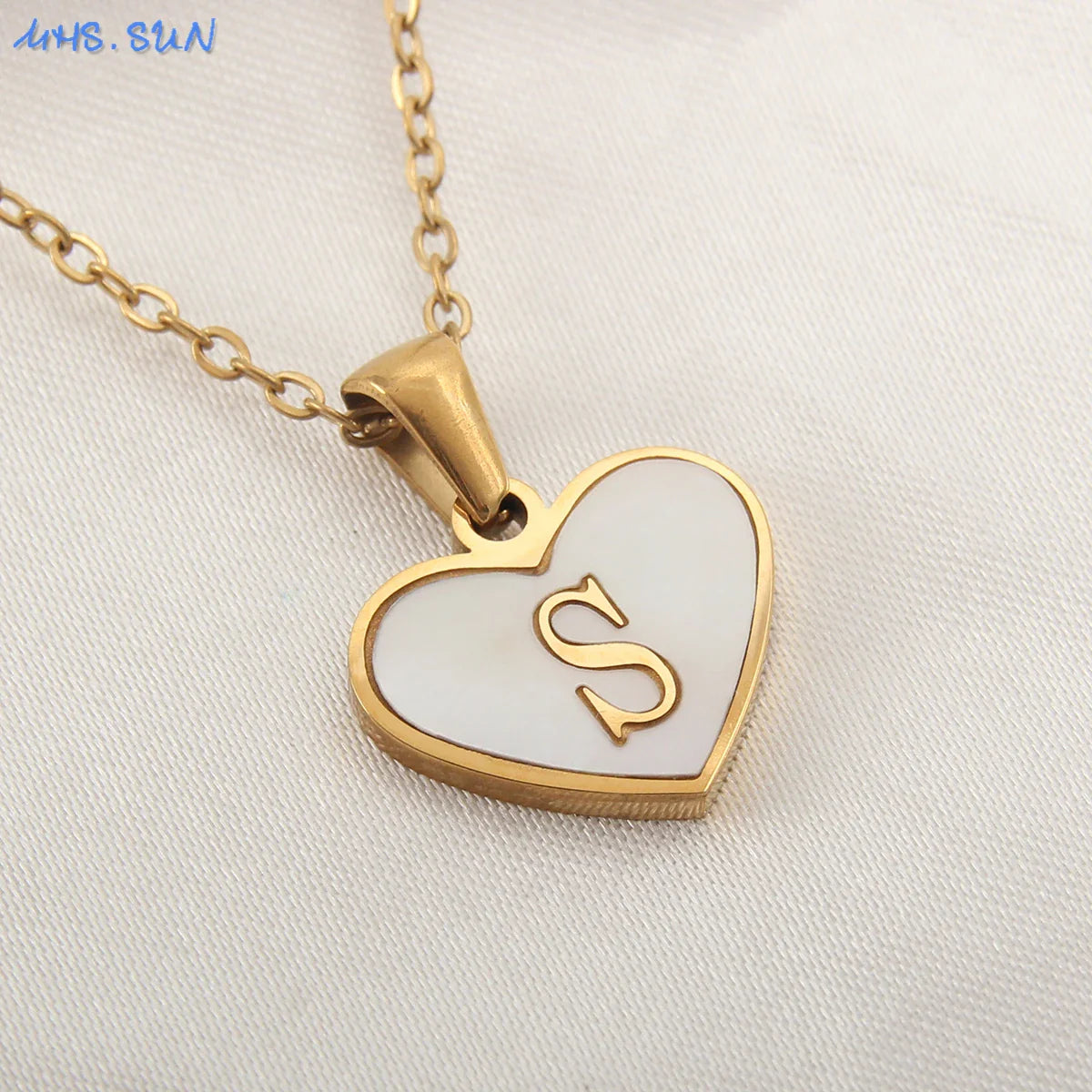 Heart Shell Initial Necklace