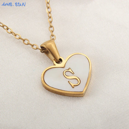 Heart Shell Initial Necklace