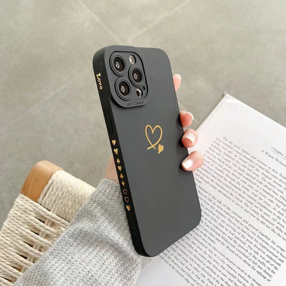 Candy Color Silicone Case With Love Heart For iPhone