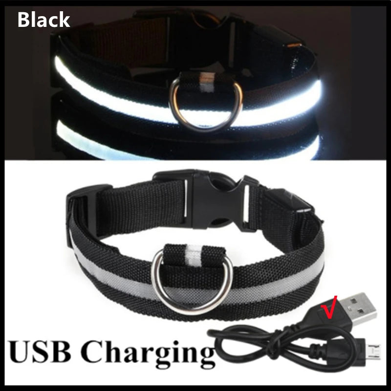 3 Modes LED Dog Collar - USB Rechargeable Glow Collar for Dogs & Cats with Detachable Night Safety Light