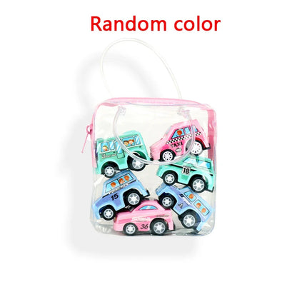 6Pcs Mini Pull-Back Engineering Car Set - Fun Cartoon Toys for Kids