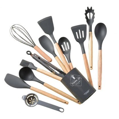 12PC Set Food Grade Silicone Kitchen Cookware Utensils
