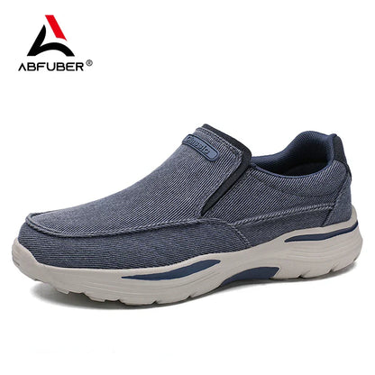 saferido Soothing Breathable Men Sneakers Canvas Shoes Outdoor Thick Sole Massage Platform Shoes Walkking Comfty Slip On Men Loafers
