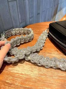 Crystal Rhinestones Diamond Woven Handmade Bag Strap For Handbag Purse Crossbody Shoulder Strap Glitter Belt Bag Accessories