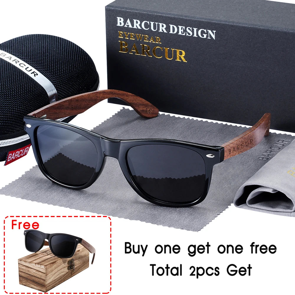 Polarized Black Walnut Wood Sunglasses for Men, UV400 Protection