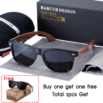 Polarized Black Walnut Wood Sunglasses for Men, UV400 Protection