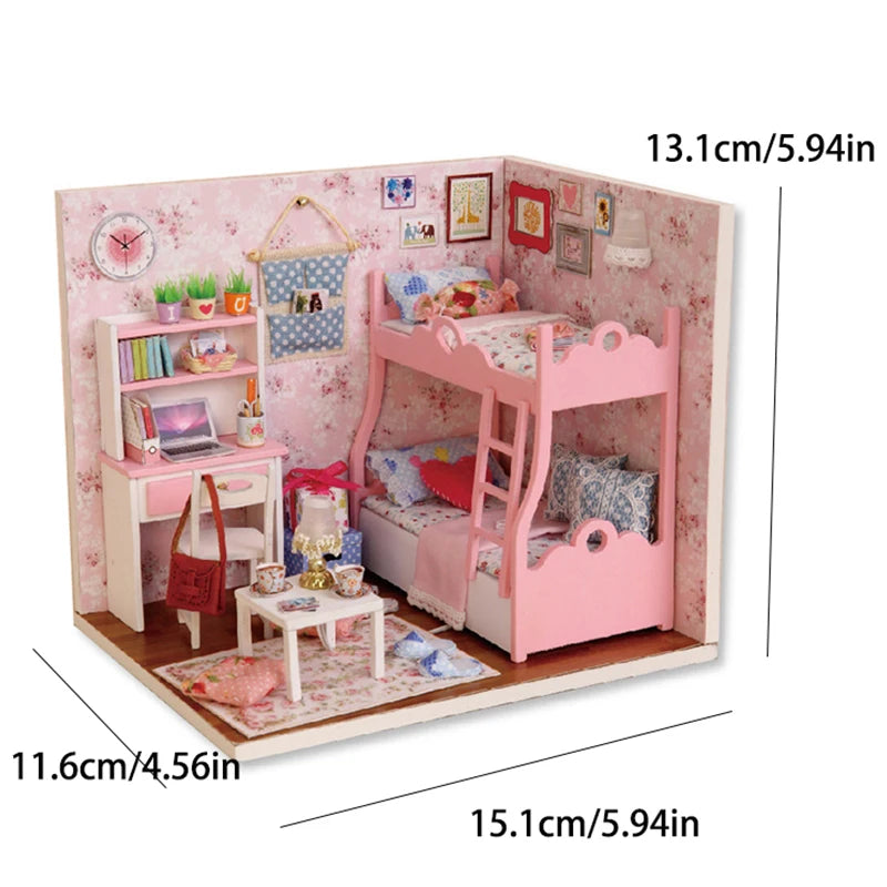 Wooden Miniature Doll House DIY Small House Kit  Assembled DollHouses Building Model 3D Puzzle Toy With Furniture Adults Gifts