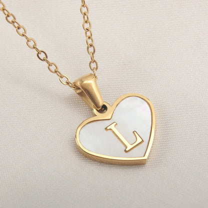 Heart Shell Initial Necklace