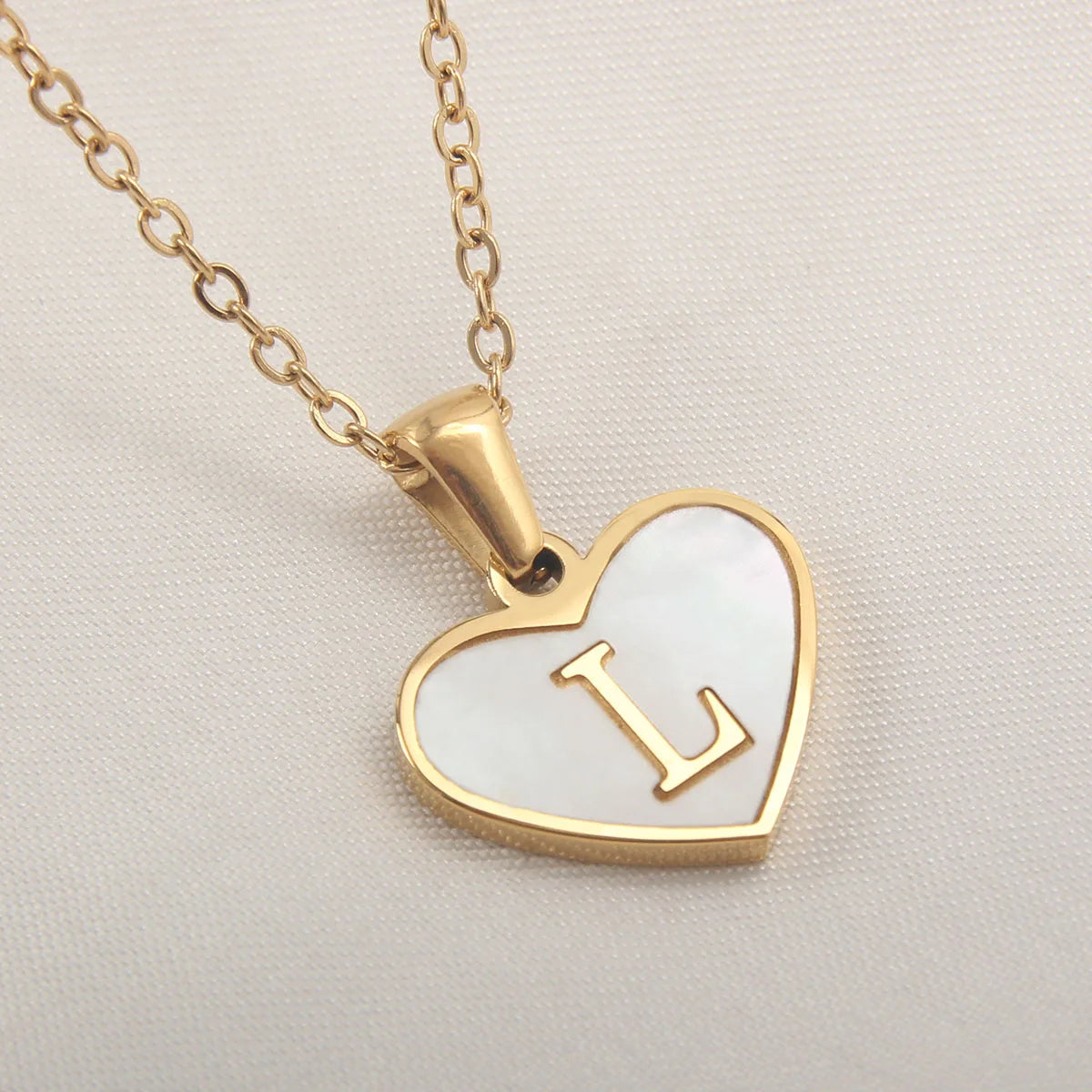 Heart Shell Initial Necklace