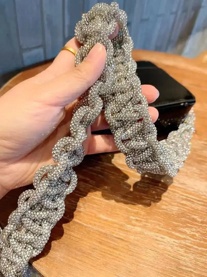 Crystal Rhinestones Diamond Woven Handmade Bag Strap For Handbag Purse Crossbody Shoulder Strap Glitter Belt Bag Accessories