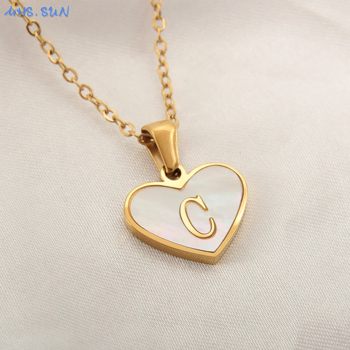 Heart Shell Initial Necklace