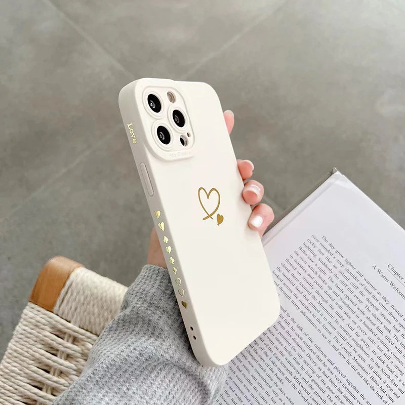 Candy Color Silicone Case With Love Heart For iPhone