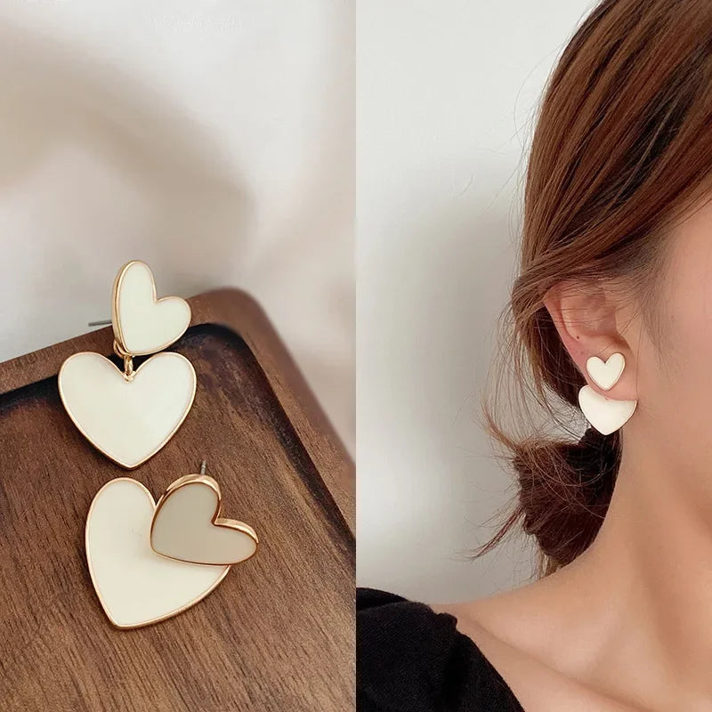 Elegant Heart Pearl Drop Earrings for Women
