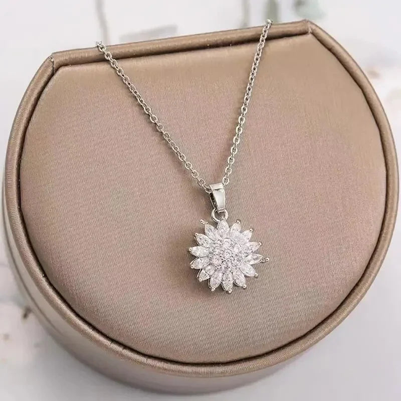 Women's Stainless Steel Double Layer Sunflower Necklace