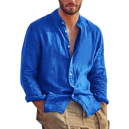 Men’s Casual Linen Shirt – Long Sleeve Button-Down with Relaxed Fit
