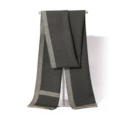High Quality Wool Blend Scarf Men Thick Versatile Stripe Cashmere Muffler