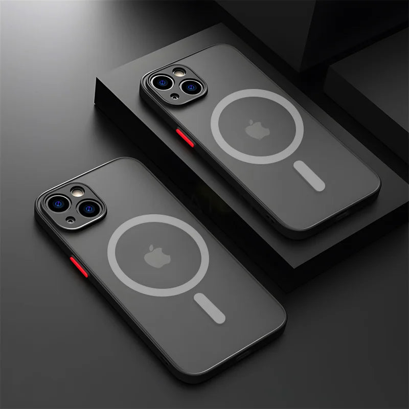 Luxury Matte For Magsafe Case For Apple iPhone 15 14 13 12 11 Pro Max Plus Magnetic Wireless Charging Soft Protection Accessorie