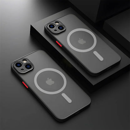 Luxury Matte For Magsafe Case For Apple iPhone 15 14 13 12 11 Pro Max Plus Magnetic Wireless Charging Soft Protection Accessorie