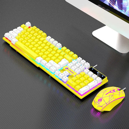 Wired Keyboard and Mouse Set - USB Luminous Mechanical Keyboard & Mouse Set for PC