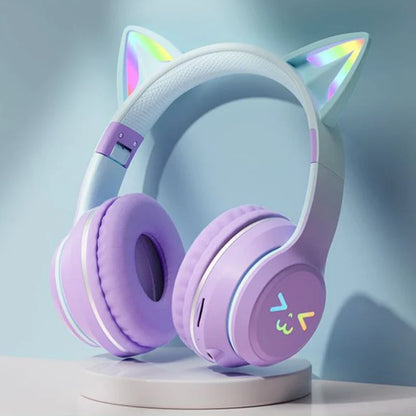 Cat's Ears Smiling Face RGB Headphones – Cute & Colorful Audio Fun