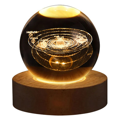 3D Crystal Lamp with Galactic Projection – USB Night Light