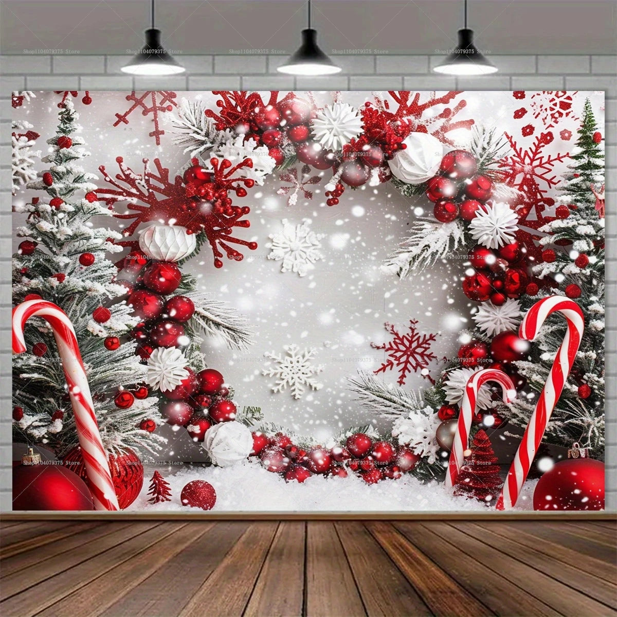 Winter Wonderland Christmas Photography Backdrop - Vibrant Country Window Scene with Snowman, Tree & Gifts - Perfect for Holiday Parties, Home Decor & Studio Props