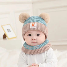 1Set Baby Hat Scarf Set Knitted Winter Hat Infant Toddler 1-5Y