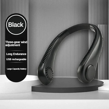 New Mini Neck Fan – Portable Bladeless Hanging Neck Fan | 3-Speed Rechargeable Air Cooler for Summer Sports