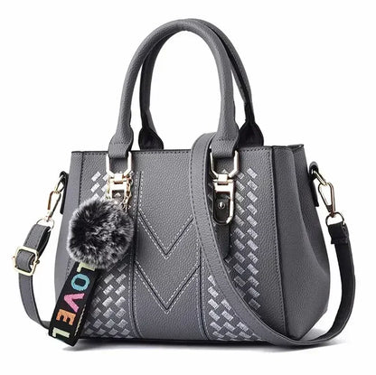 Hemasa Embroidery Messenger Bags Women Leather Handbag for Women Sac a Main Ladies hair ball Hand Bag