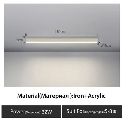 Contemporary Long Strip LED Ceiling Light Fixture for Balcony, Aisle, Bedroom, and Living Room Decor