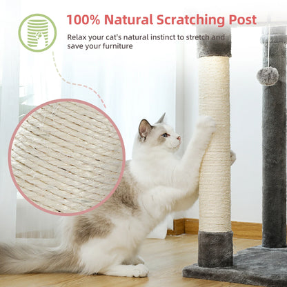 Adjustable 236-258cm Height Cat Scratching Post Tall Cat Tower with Hammock Condo Cozy Cat Tree Kitten Furniture Pet Cat Toys