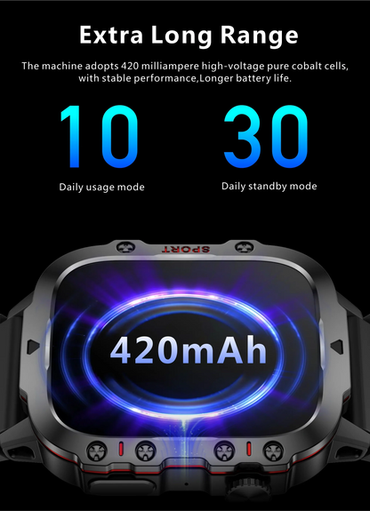 Rugged Outdoor Military Smartwatch for Men with GPS & Health Tracker
