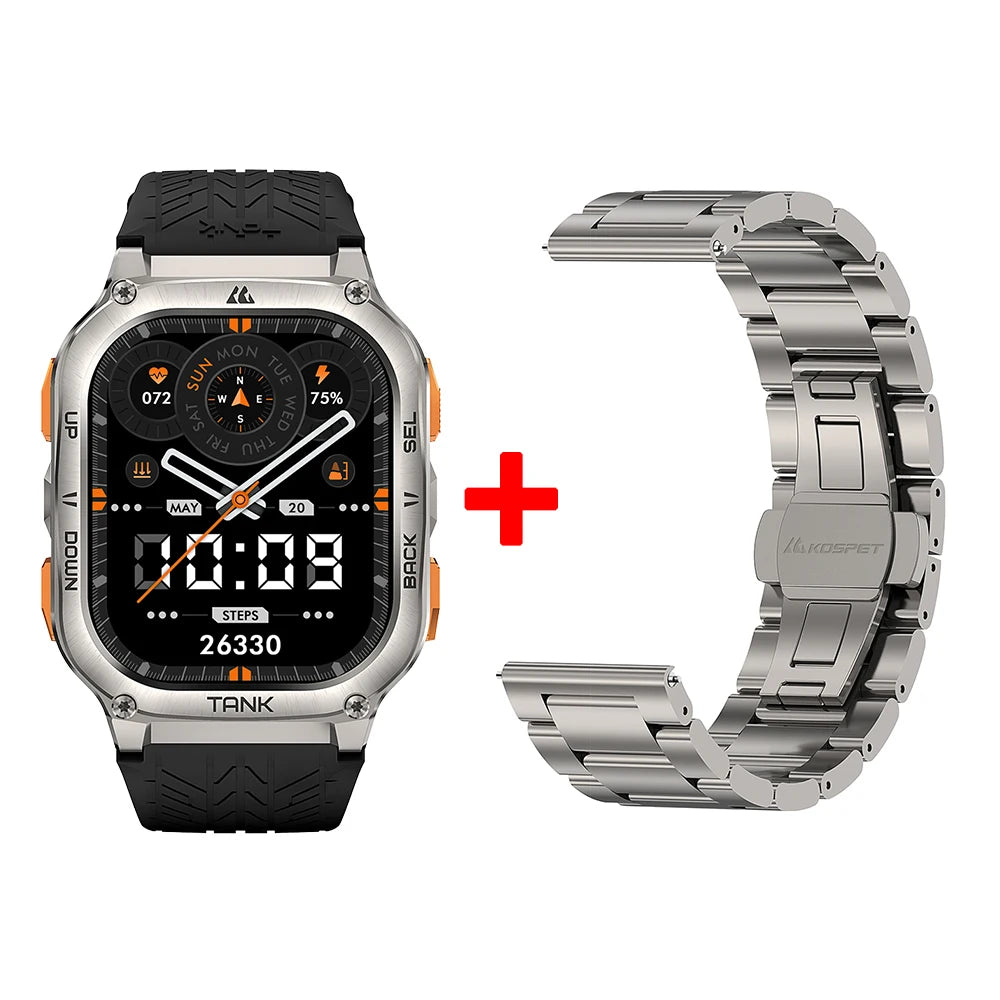 2025 Original KOSPET TANK M3 Smartwatches Men Smart Watch 480mAh AMOLED AOD Bluetooth Call Waterproof Electronic Digital Watches