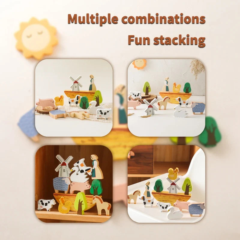 Wooden Farm Animal Montessori Set