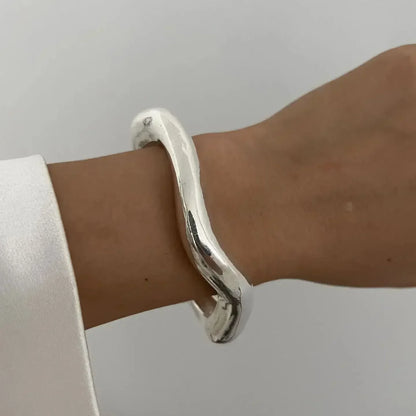Punk Gold & Silver Geometric Wide Cuff Bangles for Women & Men