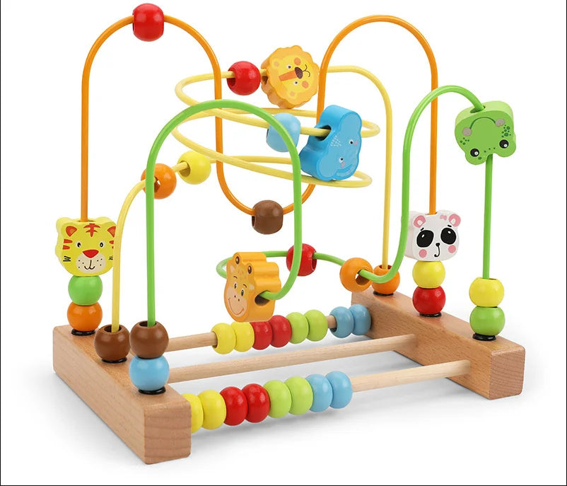 Montessori Wooden Roller Coaster Bead Maze for Toddlers