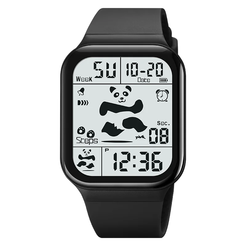 Square Large Face Waterproof LED Digital Watch Electronic for Student Watches