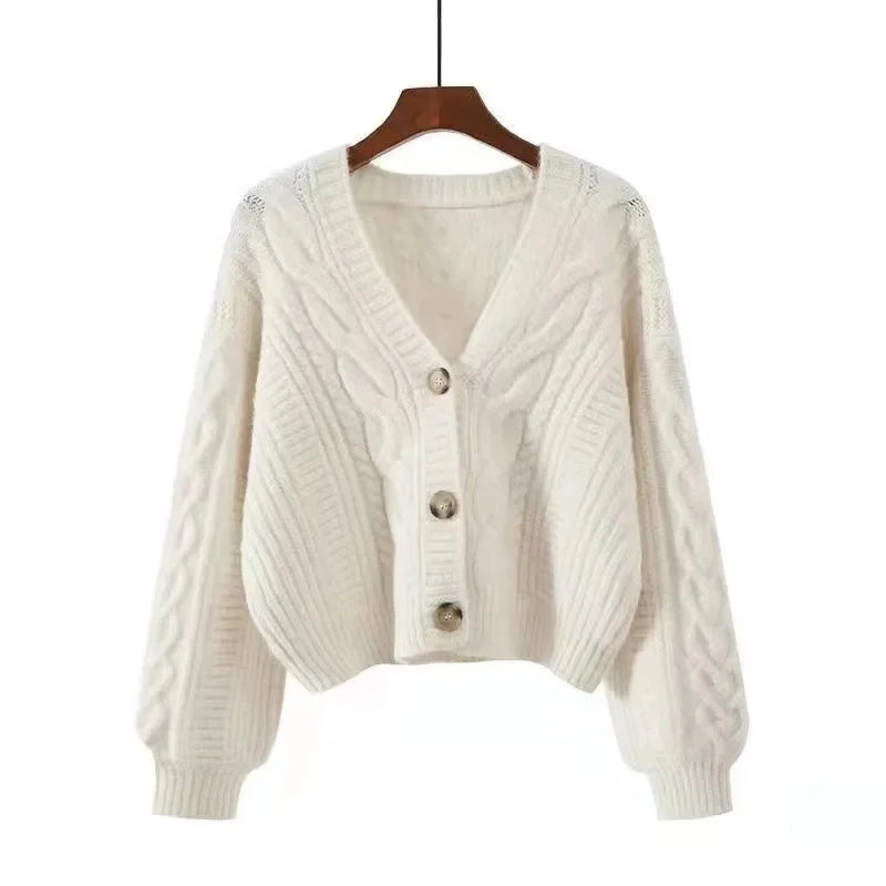 Women's Y2K Korean Style Loose V-Neck Knitted Cardigan