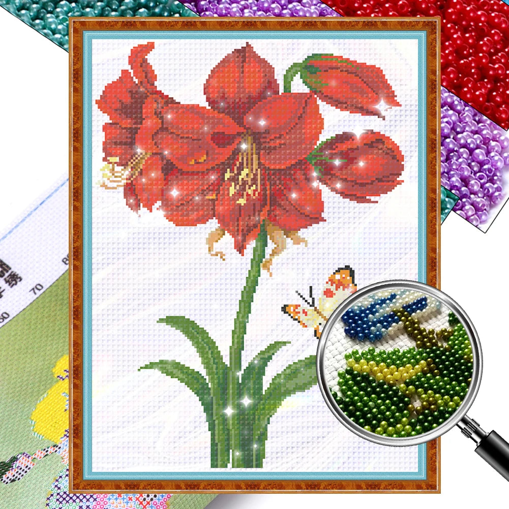 Partial Embroidery Beads Printed 9CT Flower Cross Stitch Kit Home Art Craft Bead Embroidery Wall Hanging for New Year Gift