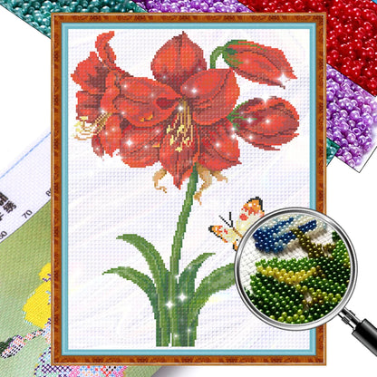 Partial Embroidery Beads Printed 9CT Flower Cross Stitch Kit Home Art Craft Bead Embroidery Wall Hanging for New Year Gift