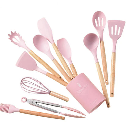 12PC Set Food Grade Silicone Kitchen Cookware Utensils