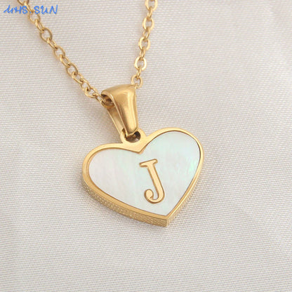 Heart Shell Initial Necklace